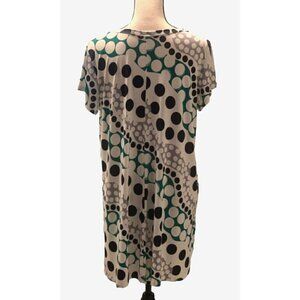 Crepas Women Mini Shirt Dress Tunic Size L Keyhole Multicolor Short Sleeve